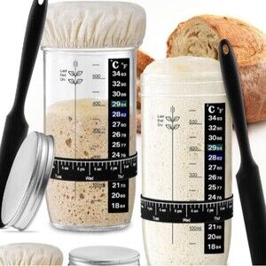 Glass Sourdough Starter Jar 2 Pack, 24 Oz Wide Mouth Organic Sourdough Starter K